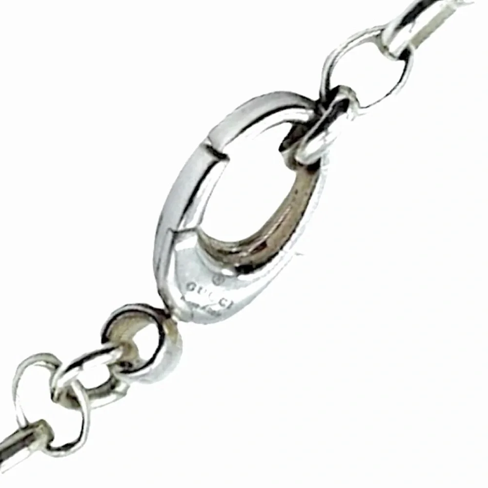 GUCCI Interlinked GG Sterling Silver Pedant on Open Link Chain 21 inches long